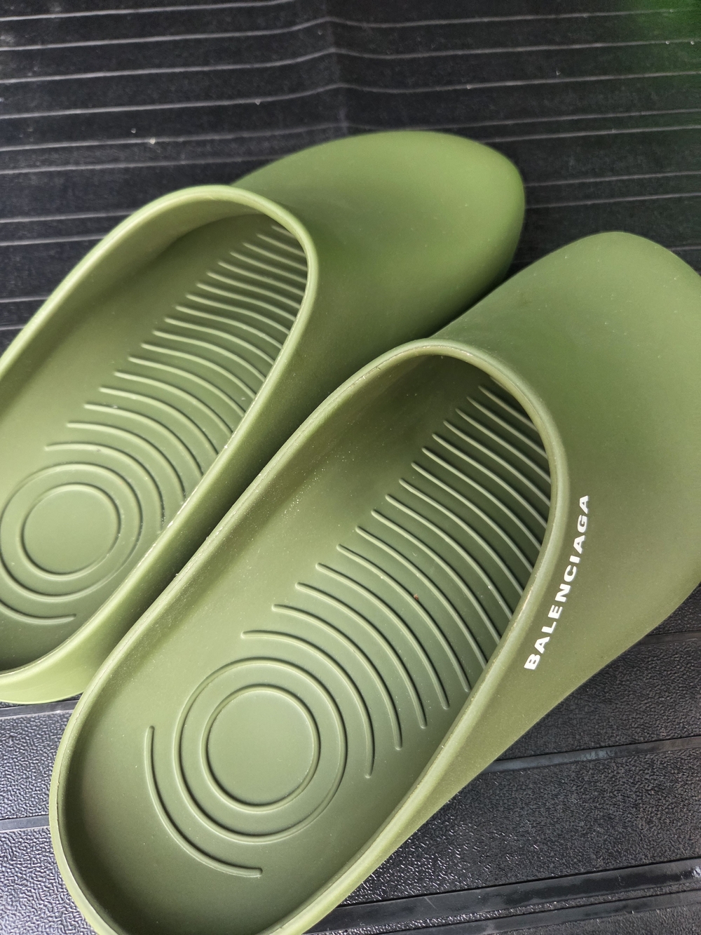 Balenciaga Olive Green Slide Clogs - Picture 3 of 7